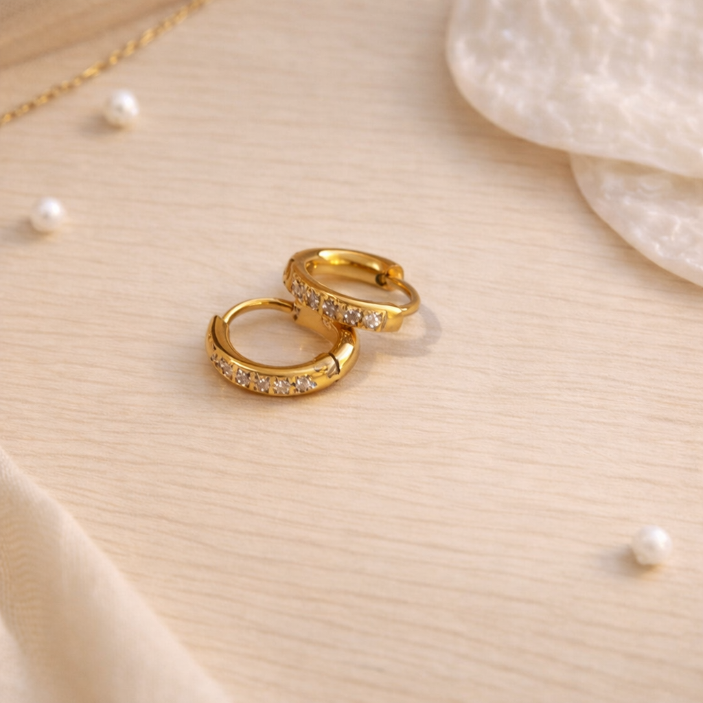 Sparkling Gold Huggie Hoops