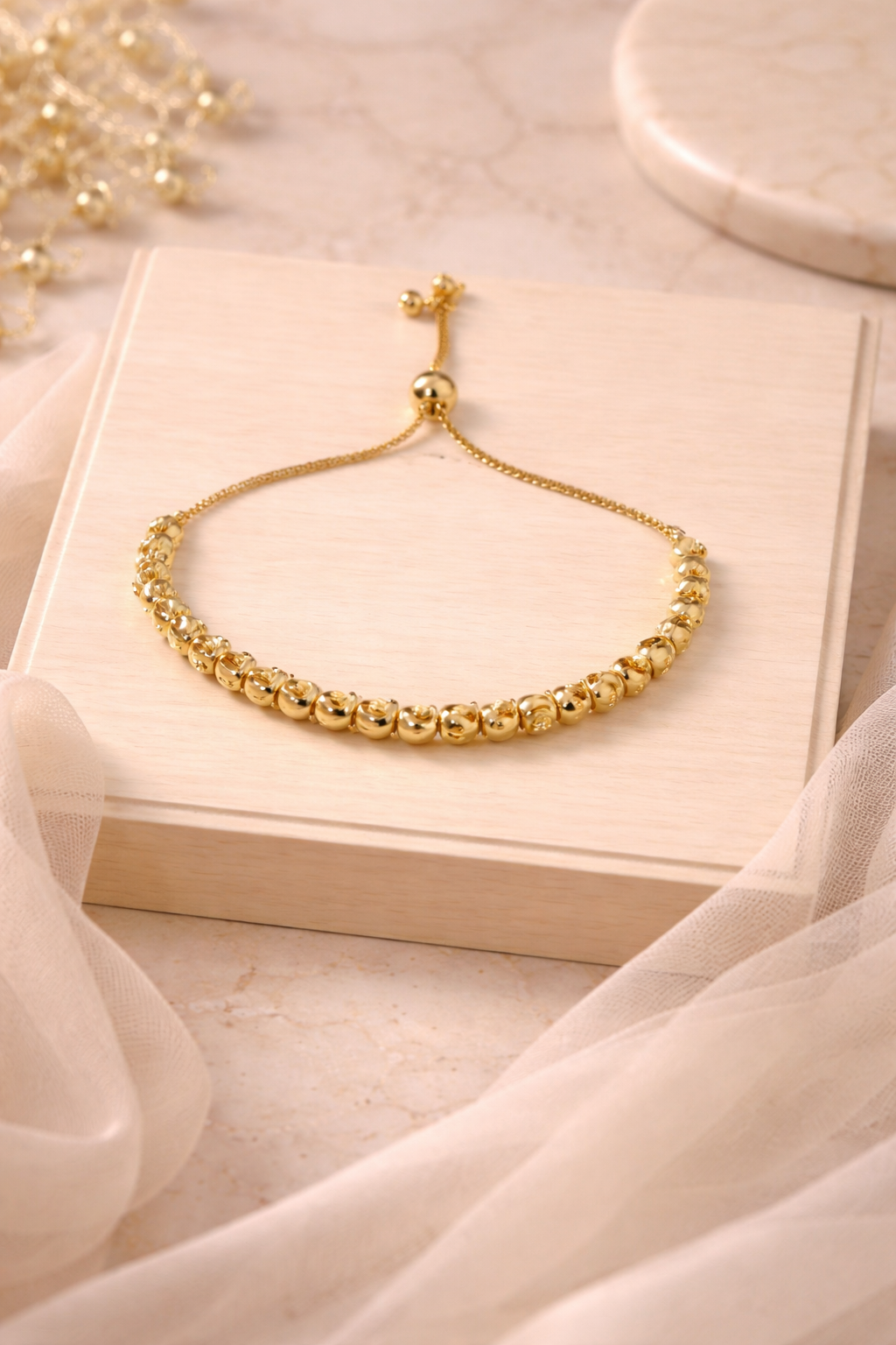 Golden Beads Adjustable Bracelet