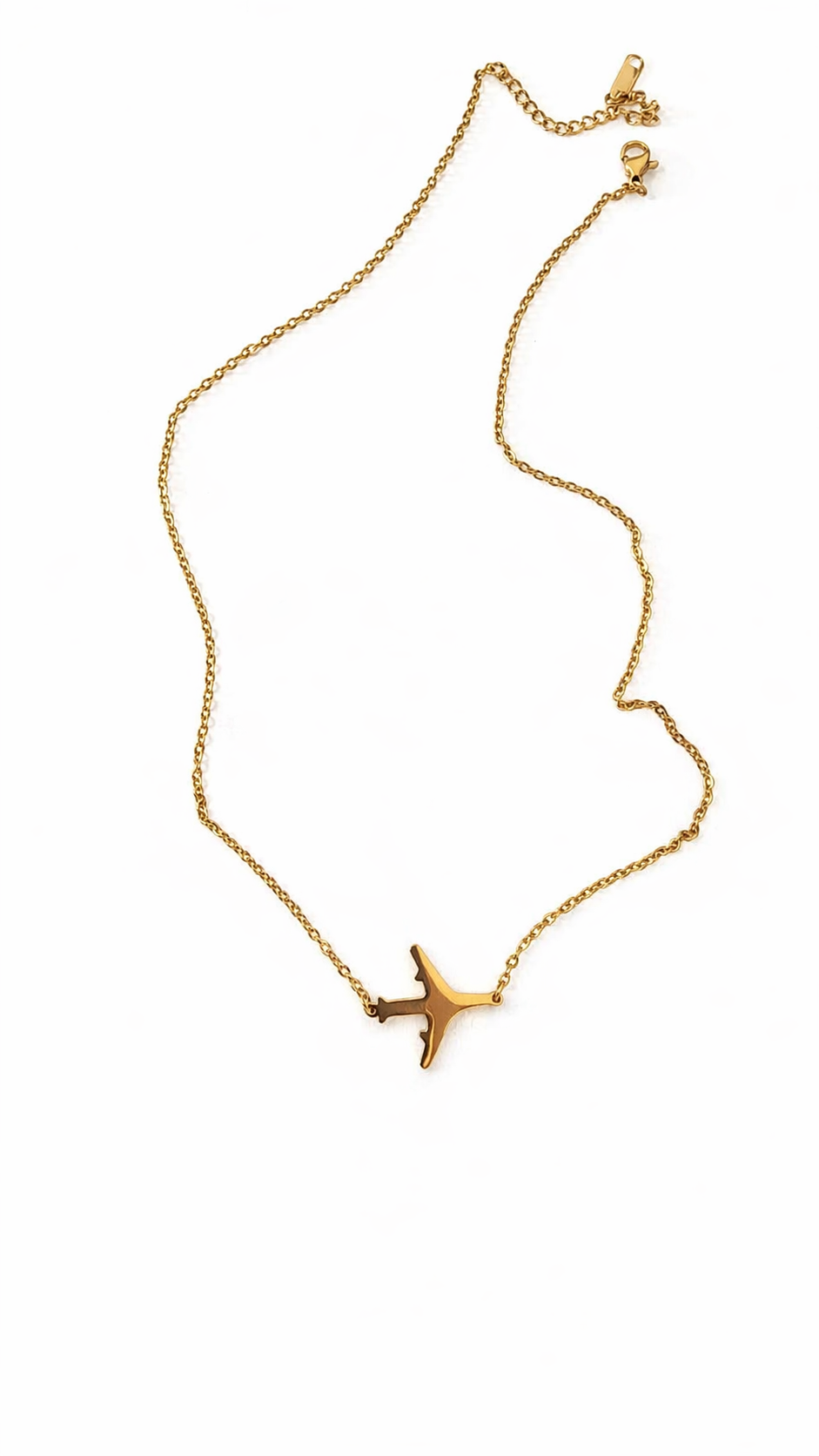 Minimalist Airplane Gold Necklace – Travel Lover Gift, Dainty Gold Plane Pendant, Aviation Jewelry