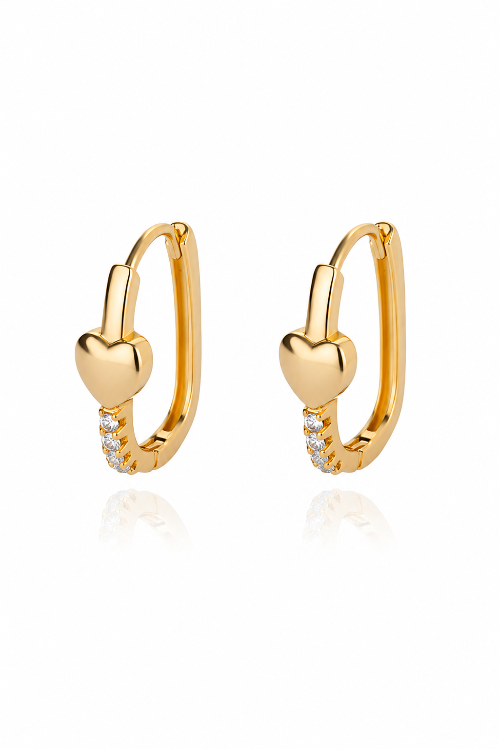Gold Heart Huggie Hoop Earrings with Cubic Zirconia | Dainty Heart Earrings for Women | Minimalist Gold Hoop Earrings | Gift for Her