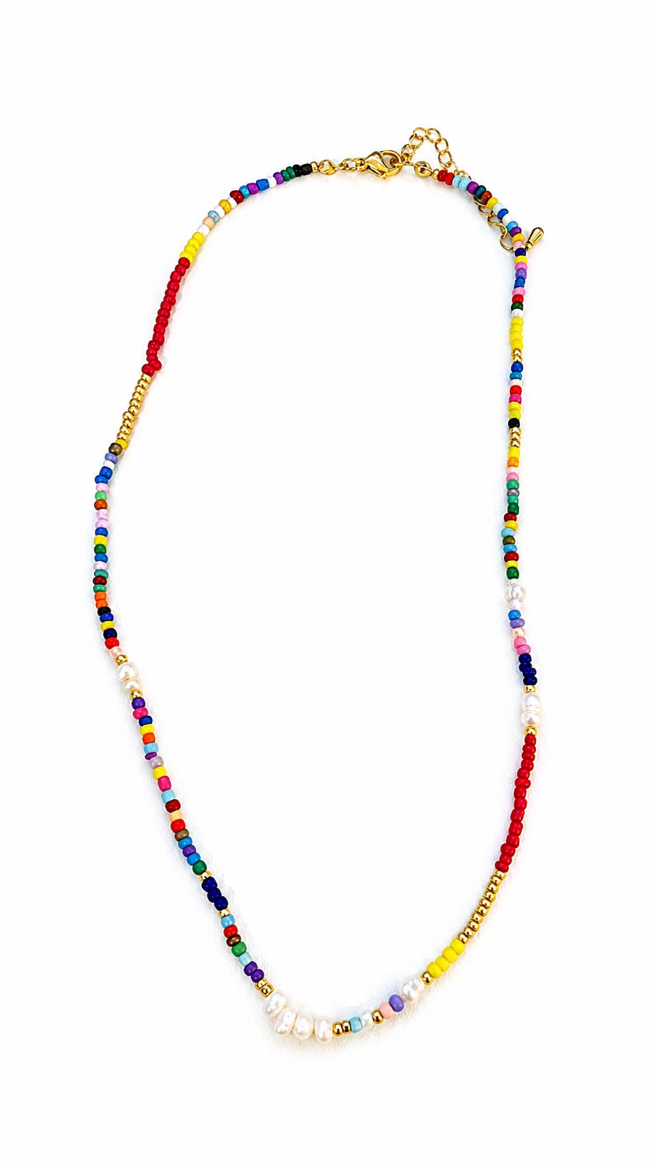 Rainbow Beaded Pearl Necklace