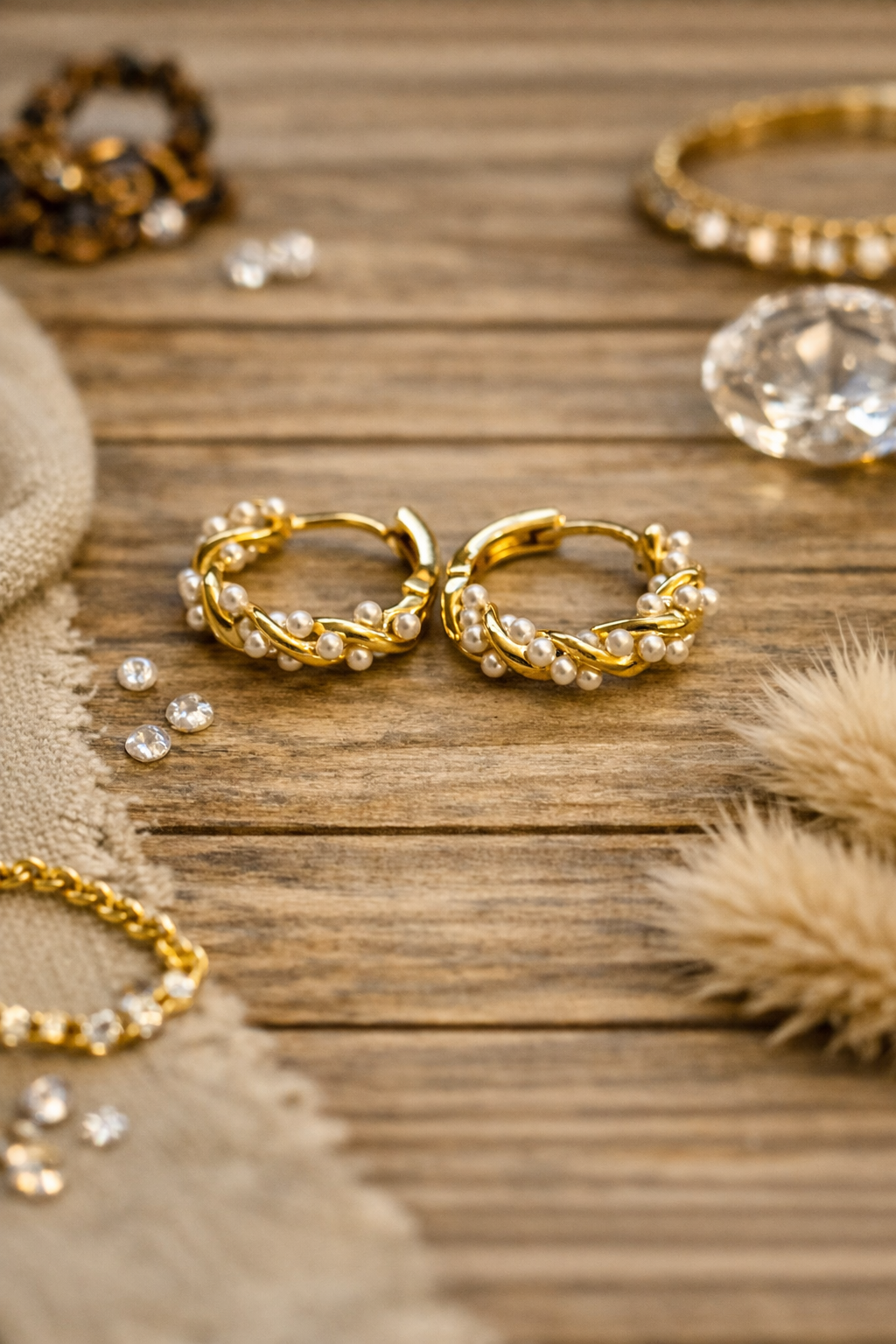 Pearl Twist Hoop Earrings