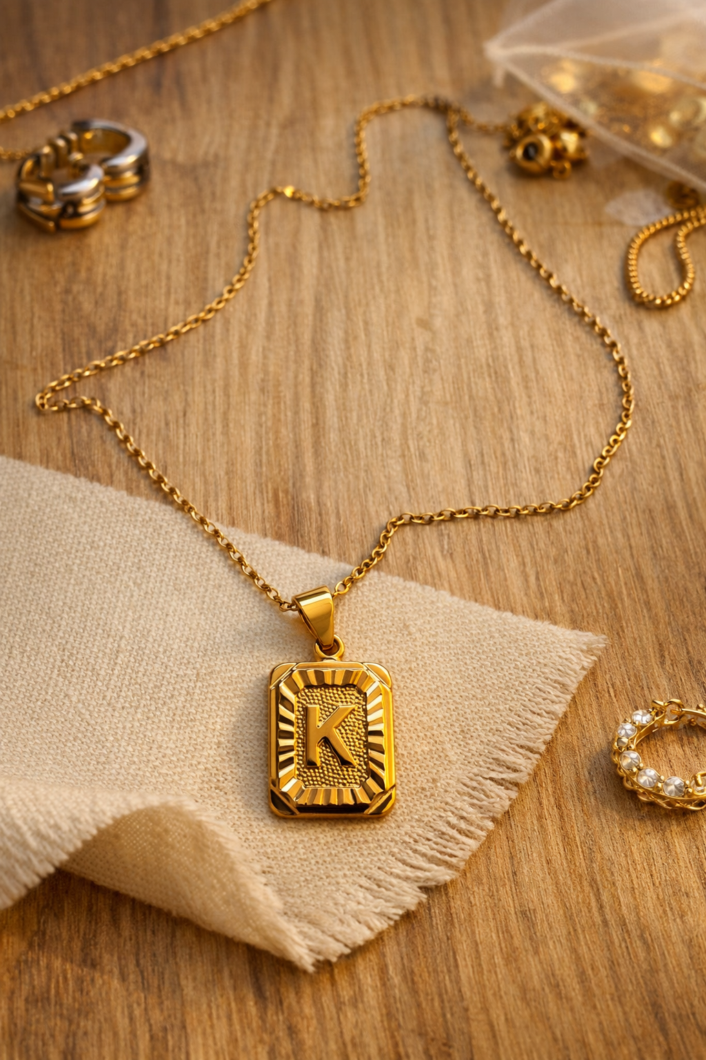 Stainless Steel initial necklace (K)