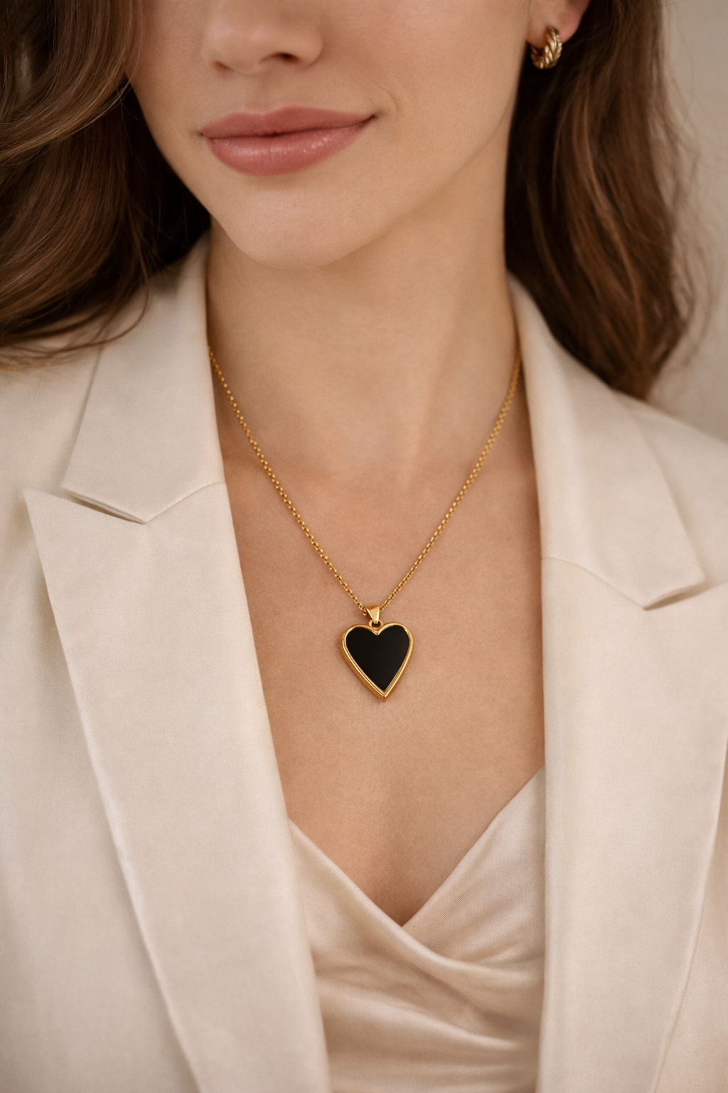 Stainless Steel black heart Chain
