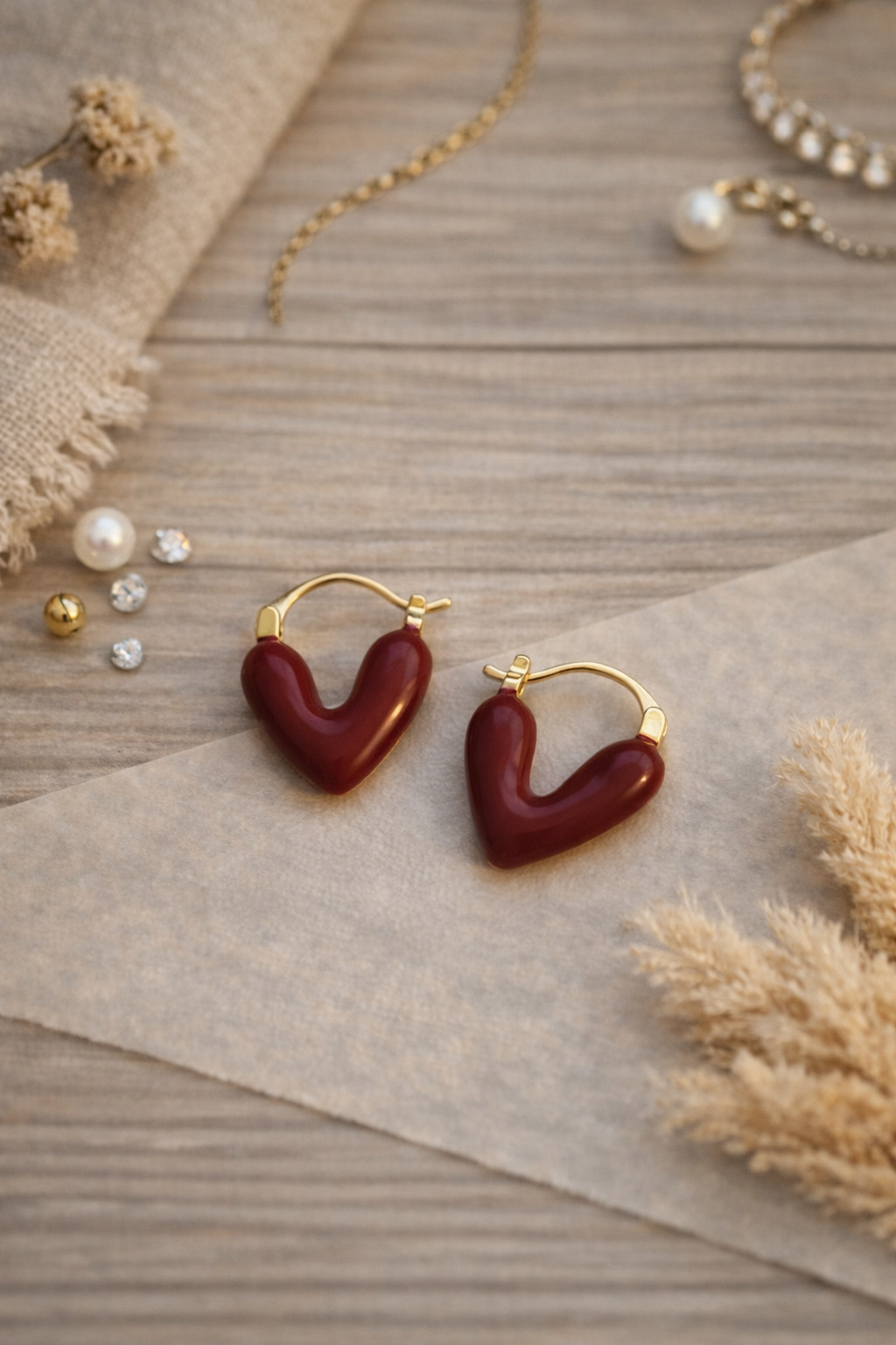 Scarlet Heart Hoop Earrings