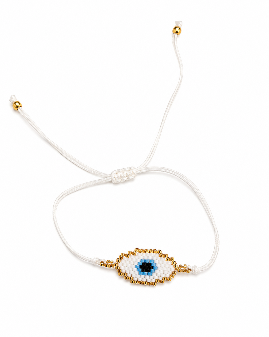 Miyuki Evil Eye Bracelet | Adjustable White Cord Protection Bracelet