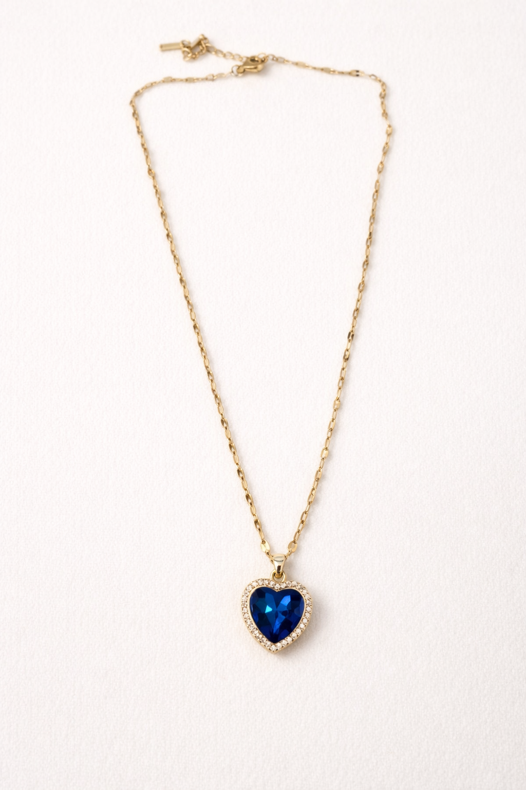 Blue Heart Crystal Gold Necklace