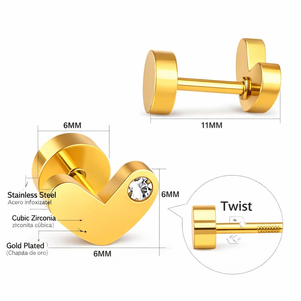 Cute Crystal Stud heart Earrings