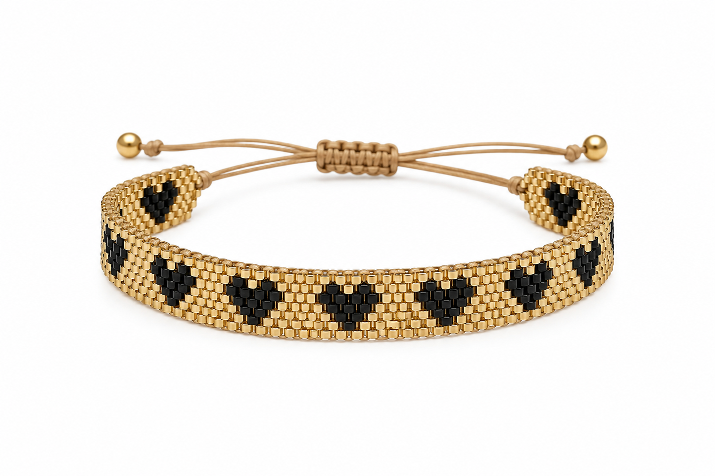 Miyuki Black Hearts Bracelet – Handmade Adjustable Beaded Bracelet