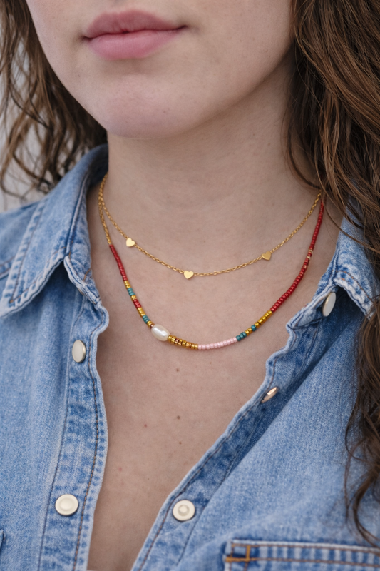 Colorful Beaded Pearl Necklace