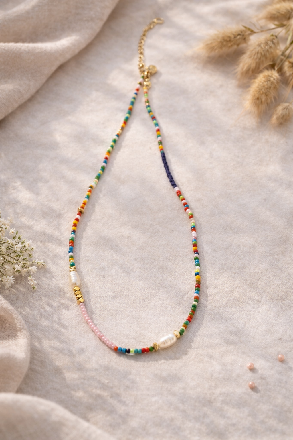 Colorful Beaded Pearl Necklace