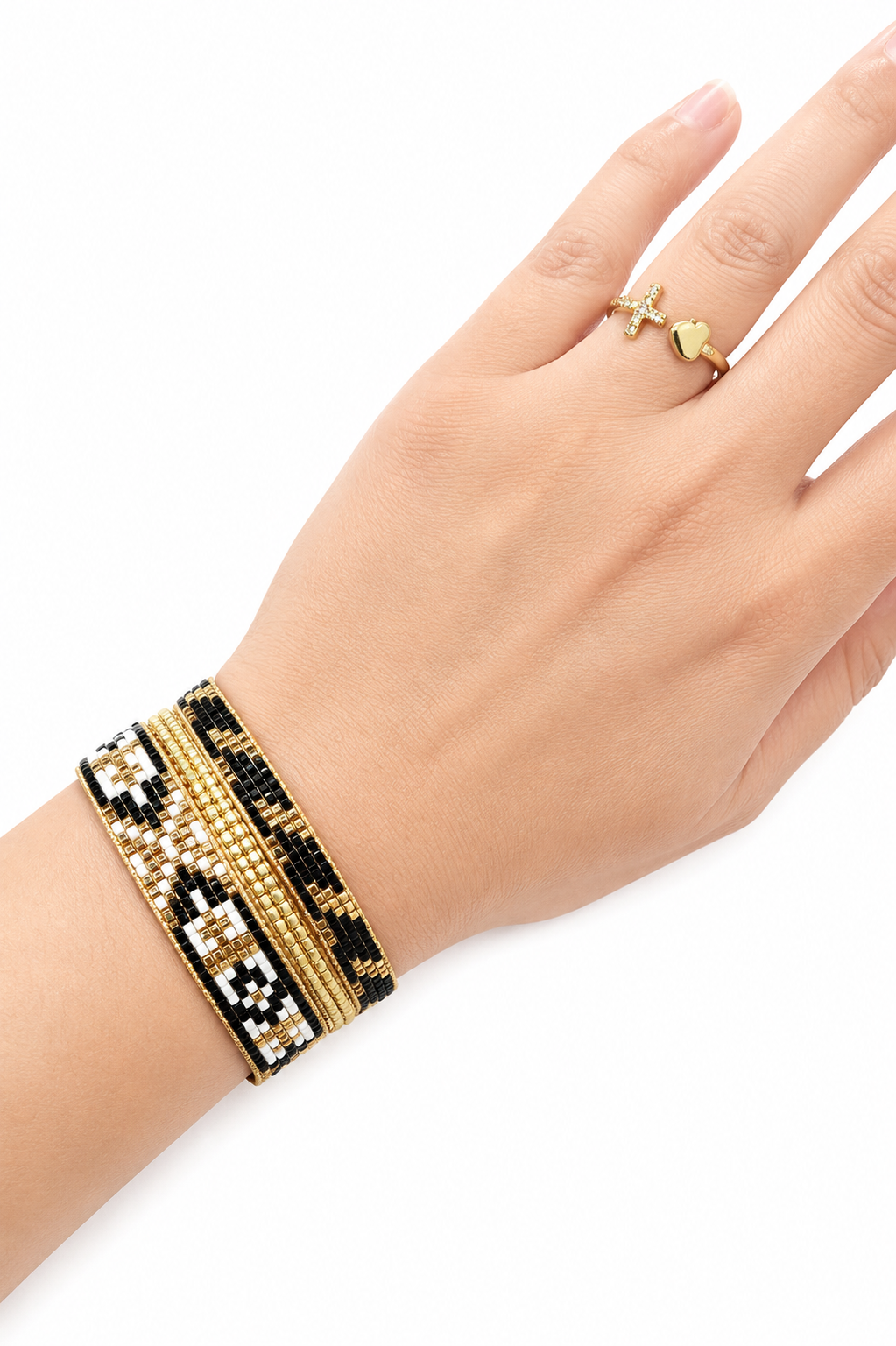 Black Gold Miyuki Seed Bead Bracelet | Handmade Adjustable Bracelet | Minimalist Geometric Jewelry | Stackable Bracelet