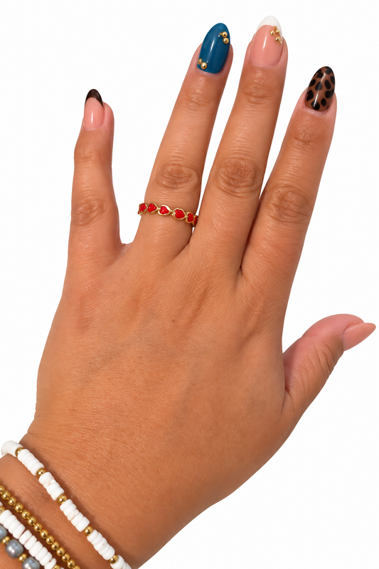 Gold-Tone Red Heart Ring (7)