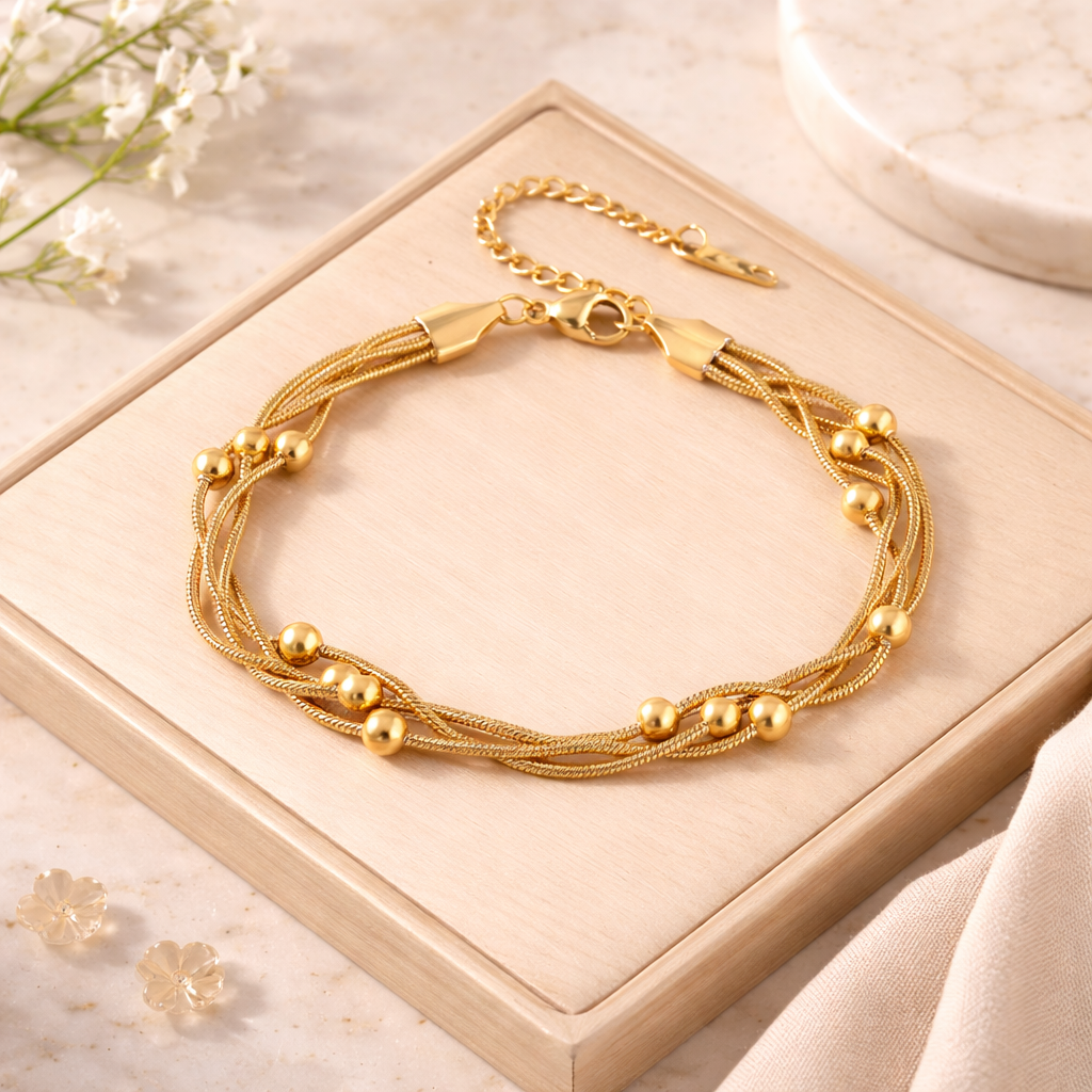 Golden Aura Multi-Strand Bracelet