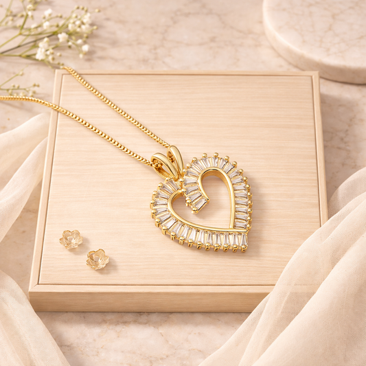 Golden Radiance Heart Necklace