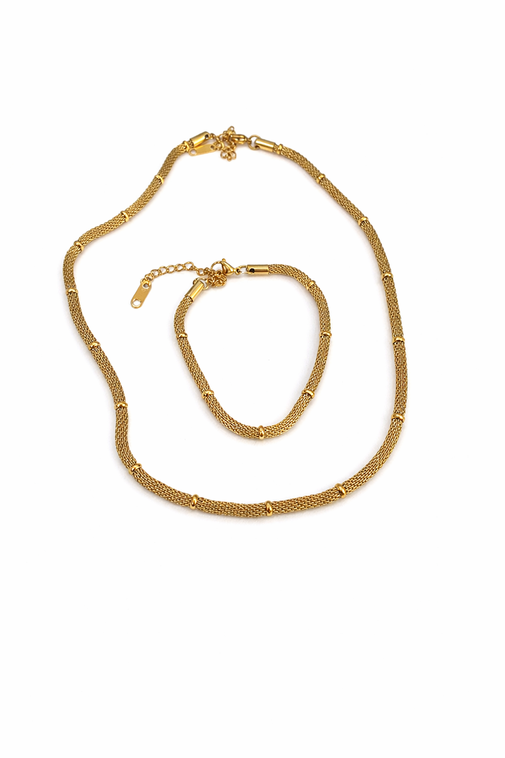 Gold Mesh Necklace & Bracelet Set