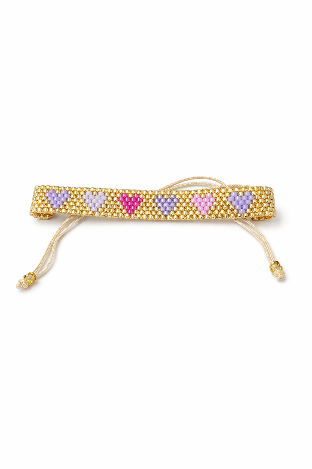 Gold & Pastel Heart Beaded Bracelet