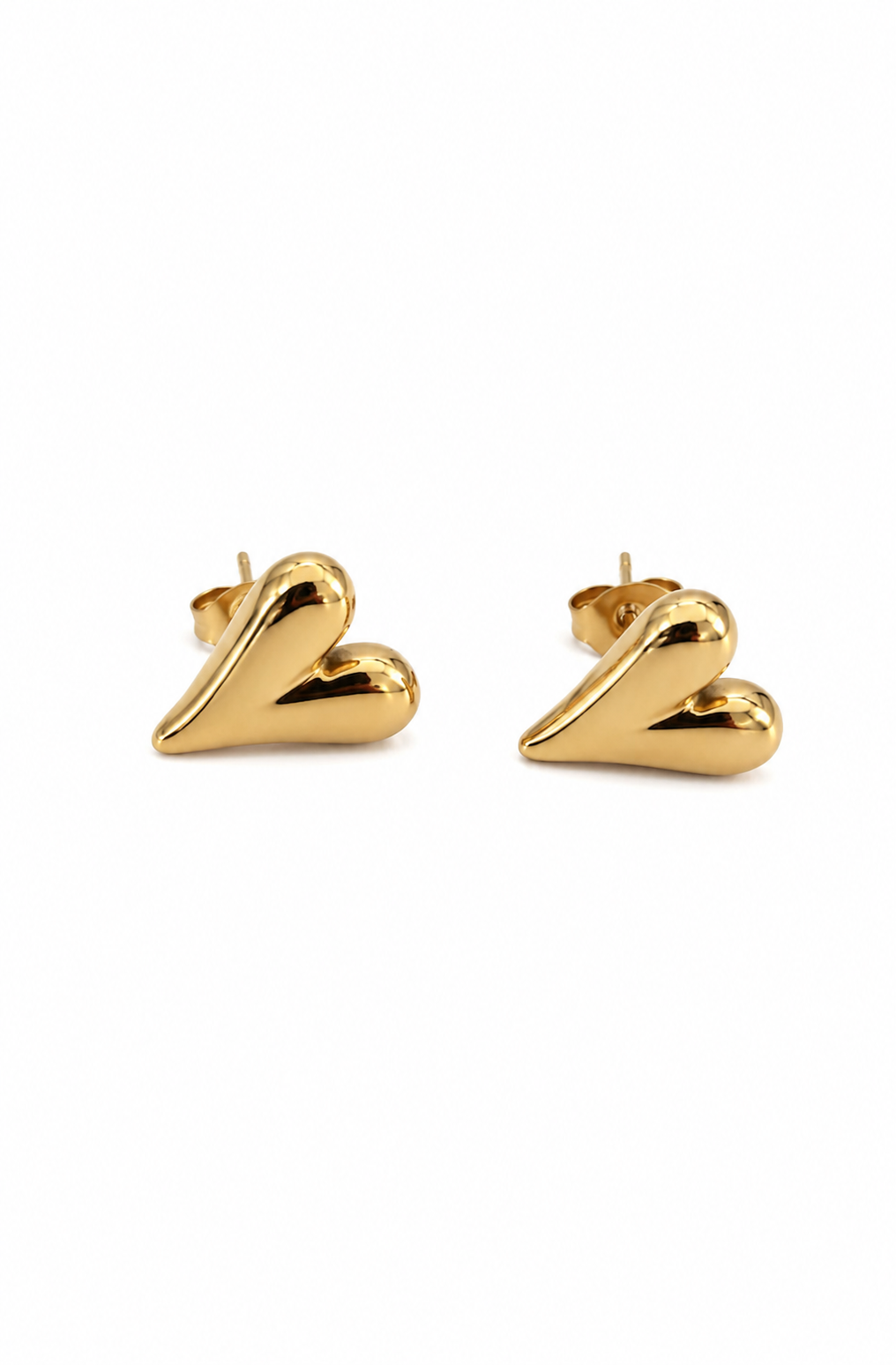 Gold Puffy Heart Stud Earrings – Stainless Steel Heart Earrings for Women | Minimalist Everyday Jewelry