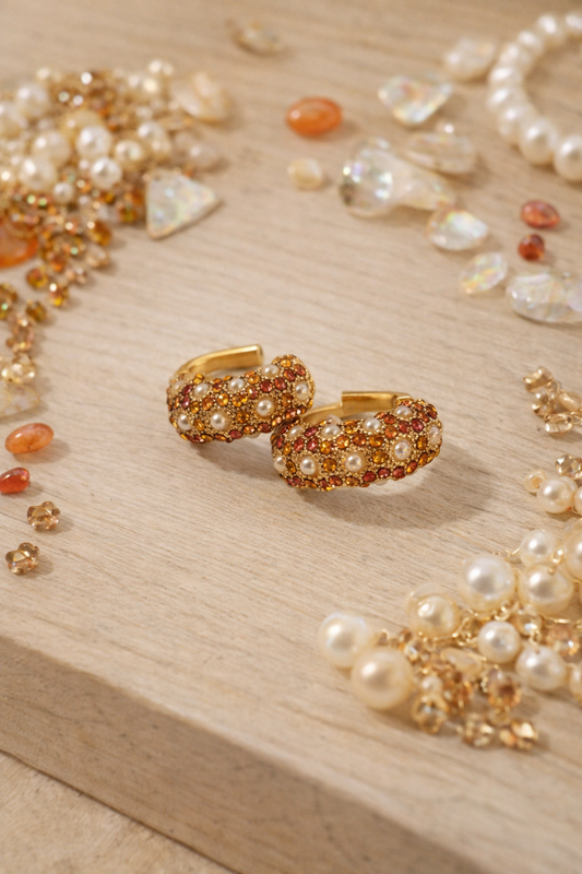 Golden Pearl Glow Hoops