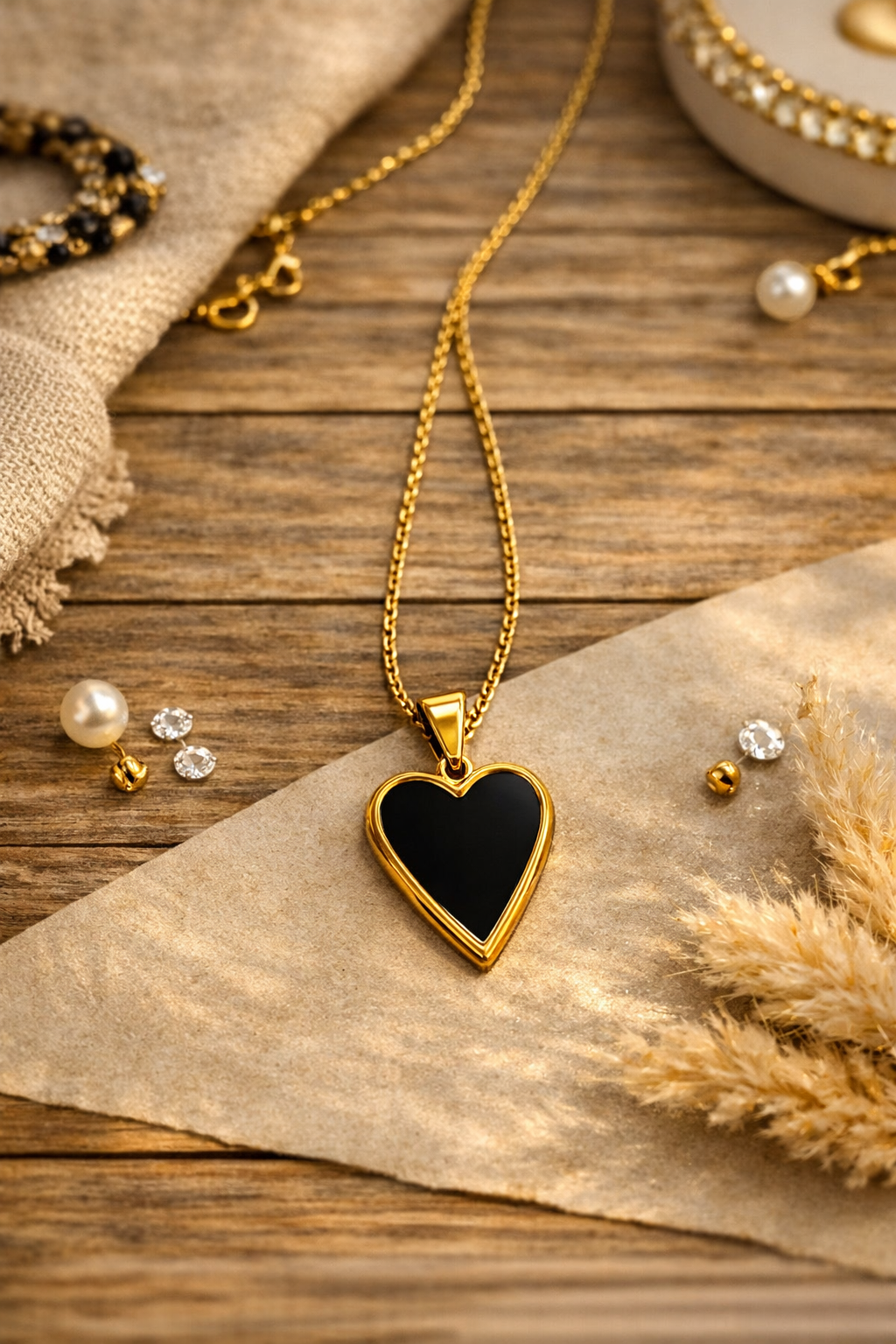Stainless Steel black heart Chain
