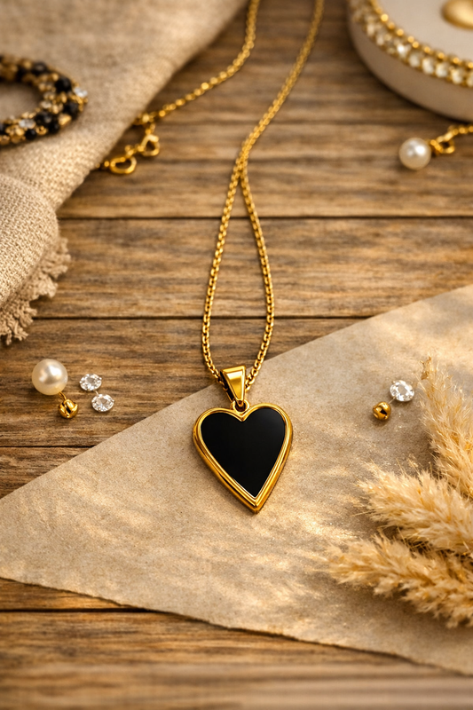 Stainless Steel black heart Chain