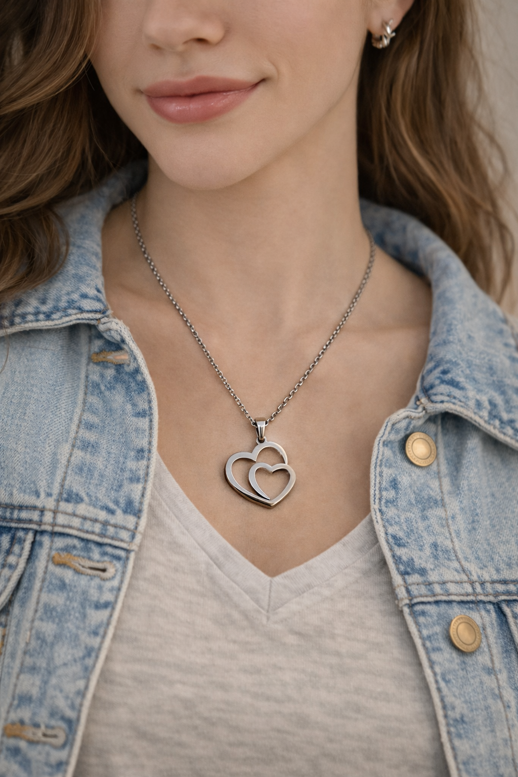 Stainless Steel Silver Heart Necklace