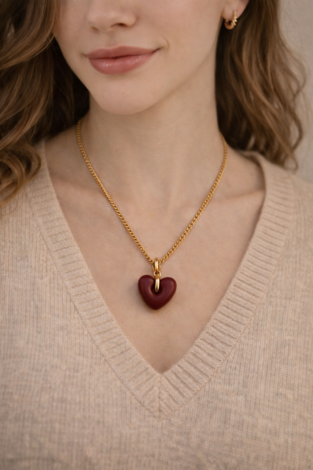 Stainless Steel Red Heart Necklace