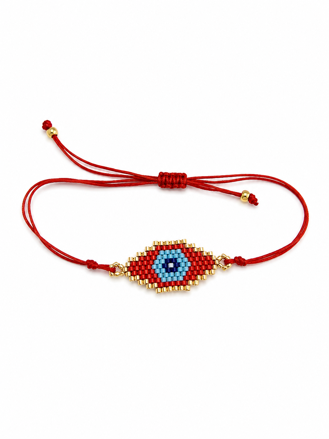 Red Miyuki Evil Eye Bracelet | Adjustable Protection Bracelet for Women