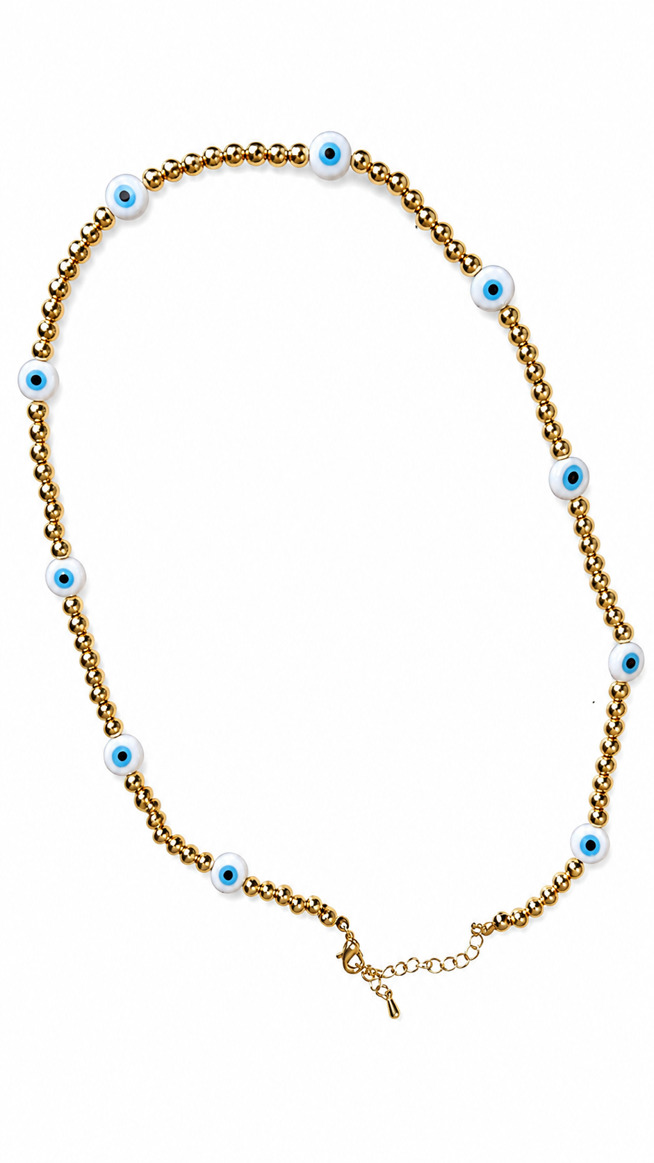 Evil Eye Gold Beaded Choker Necklace