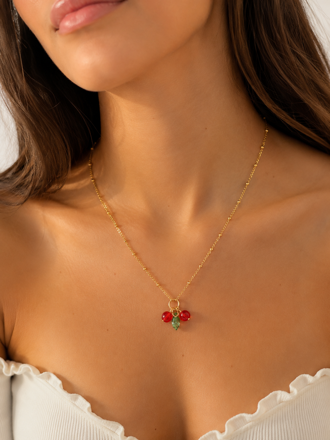 Cherry Charm Gold Necklace