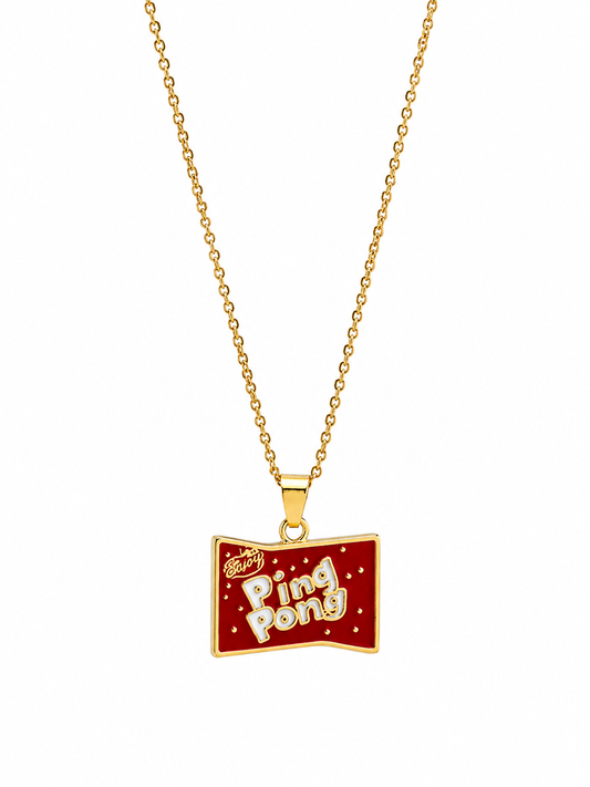 Venezuelan Ping Pong Snack Pendant Gold-Tone Necklace