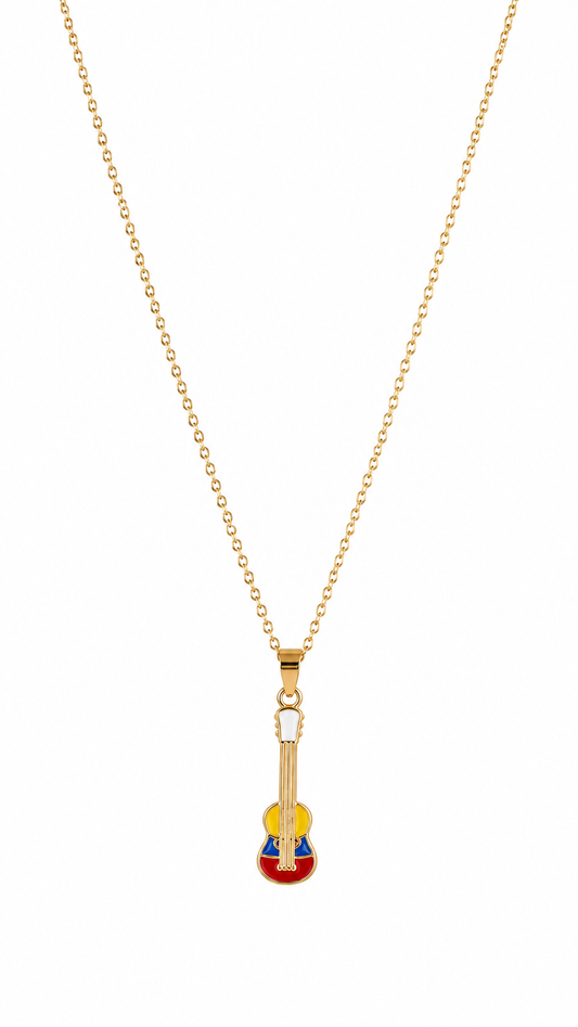 Venezuelan Cuatro Pendant Gold-Tone Necklace – Venezuela Flag Colors