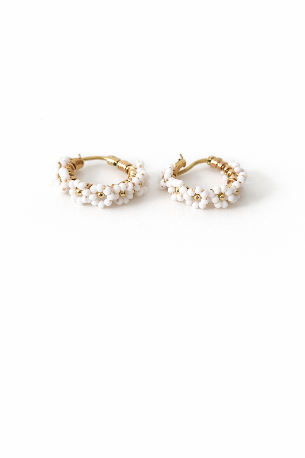 White Blossom Hoop Earrings