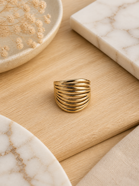 Modern Layered Gold Statement Ring