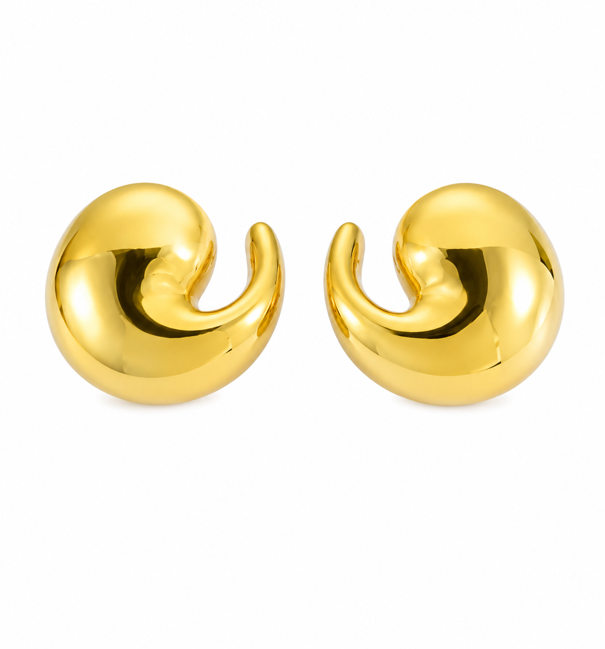 Gold Sculptural Statement Stud Earrings – Chunky Stainless Steel Modern Earrings for Women
