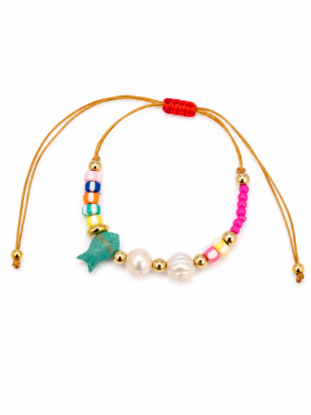 Fish & Natural Freshwater Pearl Adjustable Bracelet – Handmade Colorful Bracelet for Women