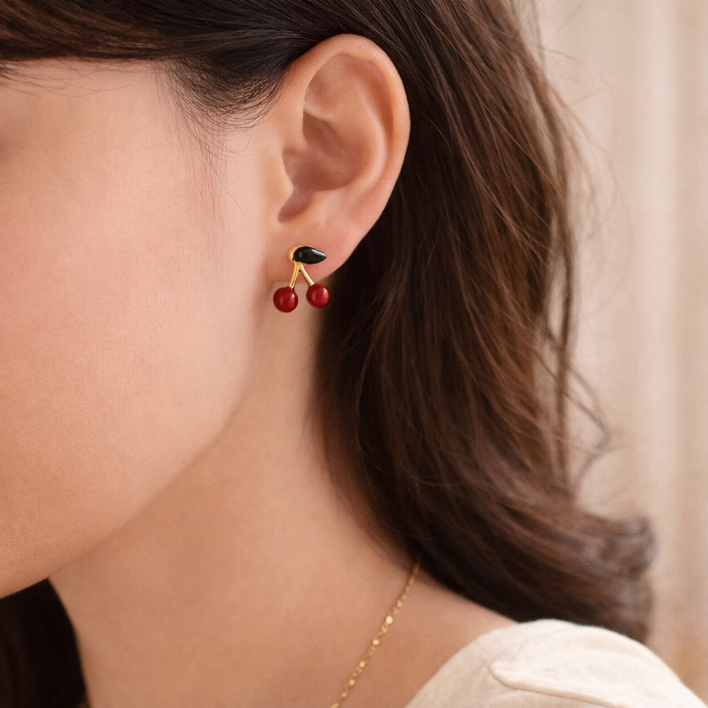 Golden Cherry Studs