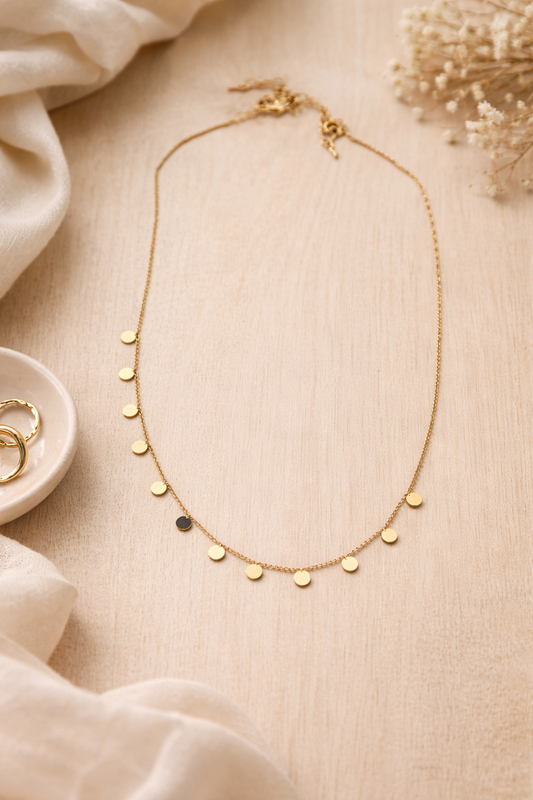 Golden Disc Charm Necklace