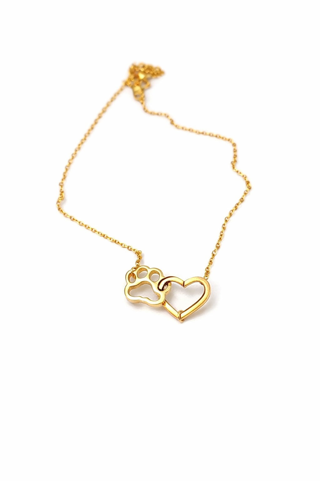 Gold Paw & Heart Necklace