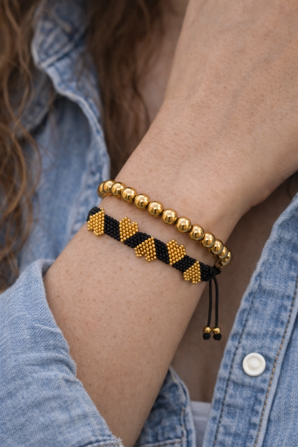 Black & Gold heart Bracelet