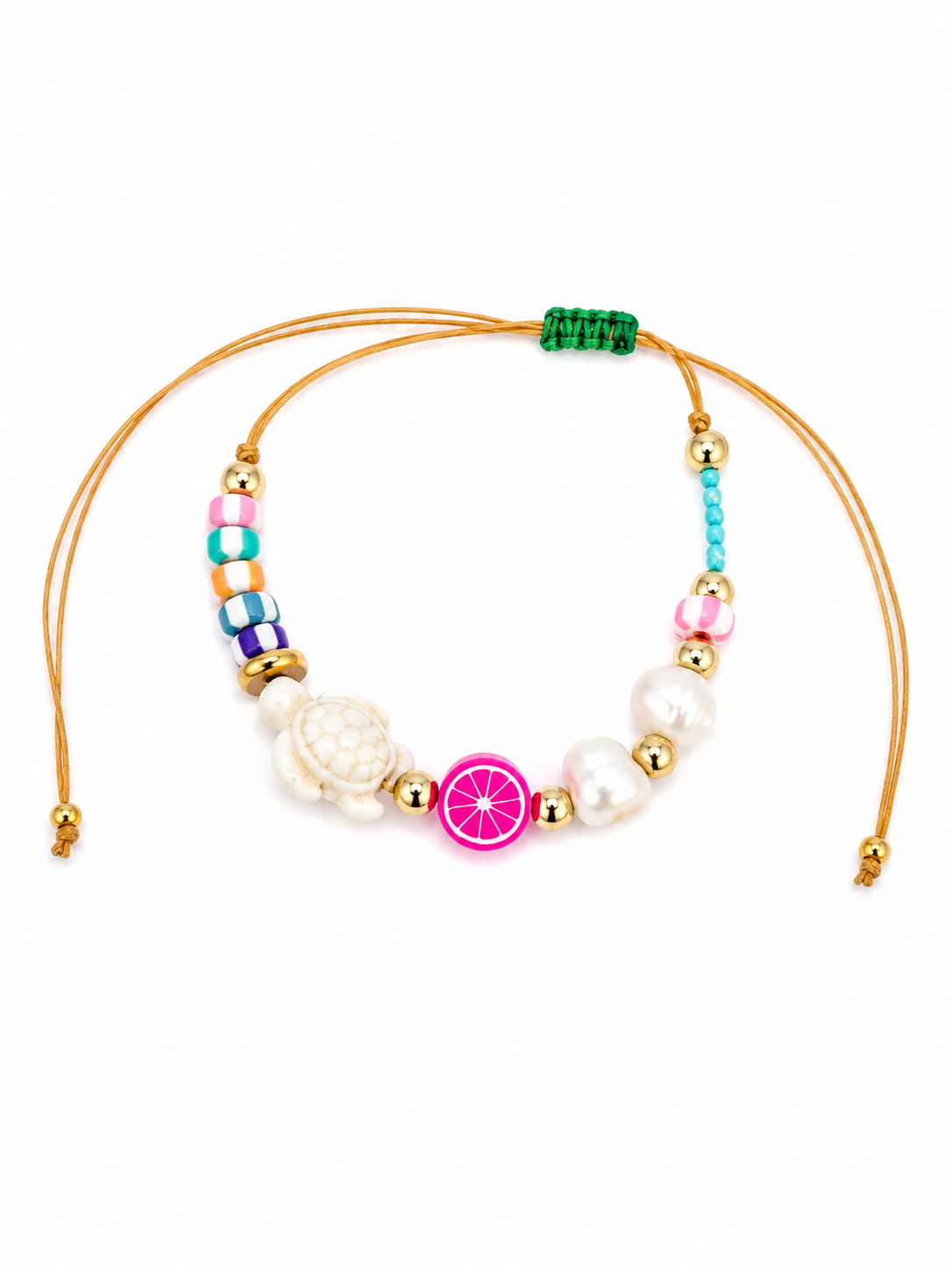 Sea Turtle & Natural Freshwater Pearl Adjustable Bracelet – Handmade Colorful Bracelet for Women