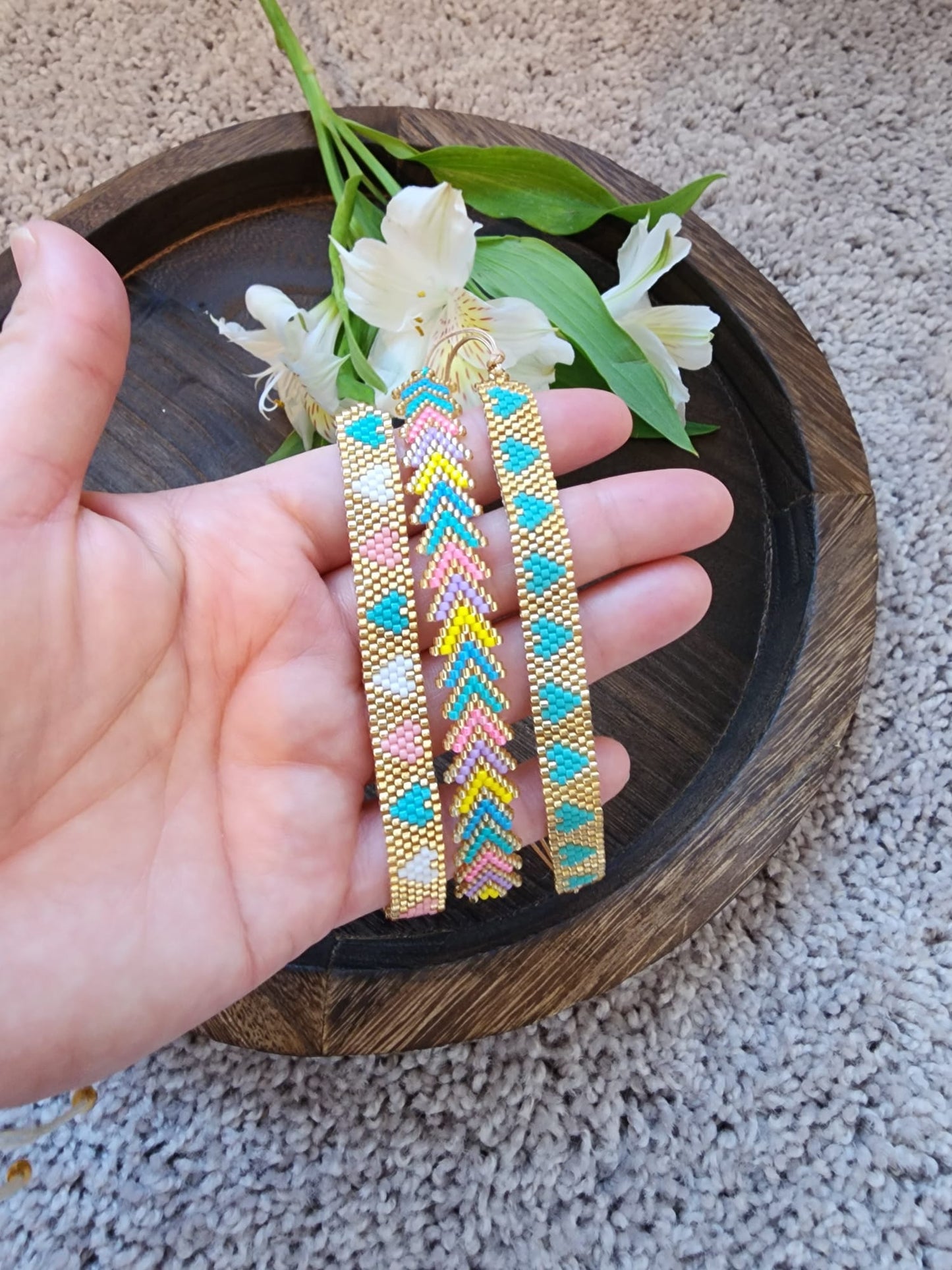 Bohemia Heart-Shaped Rice Bead Bracelet.  Multicolor