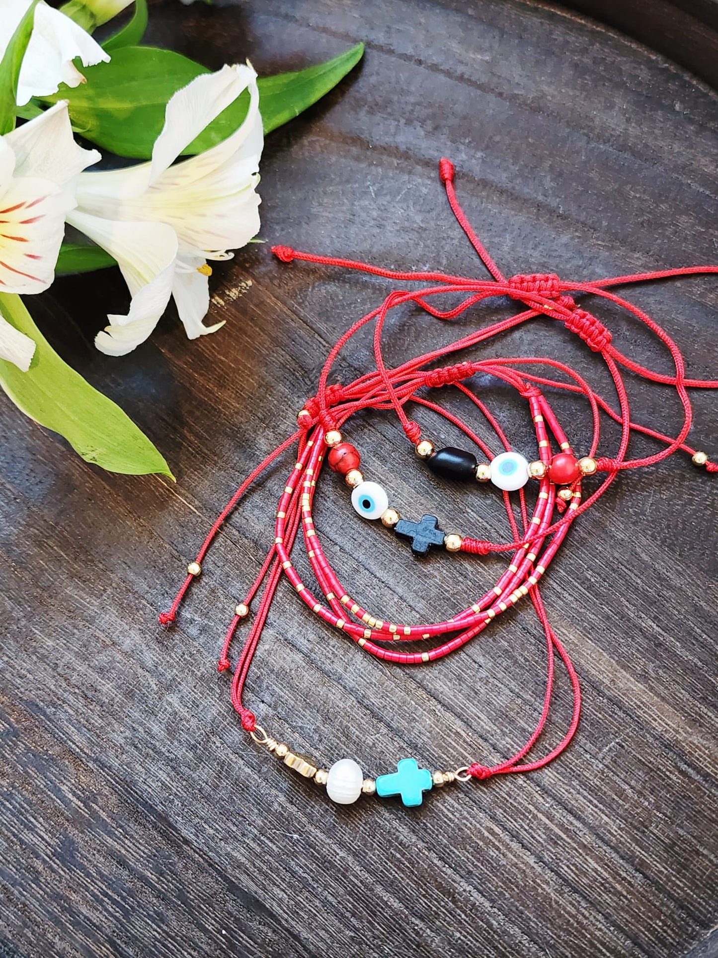 Lucky Protection Red String Bracelet- Evil Eye & Cross