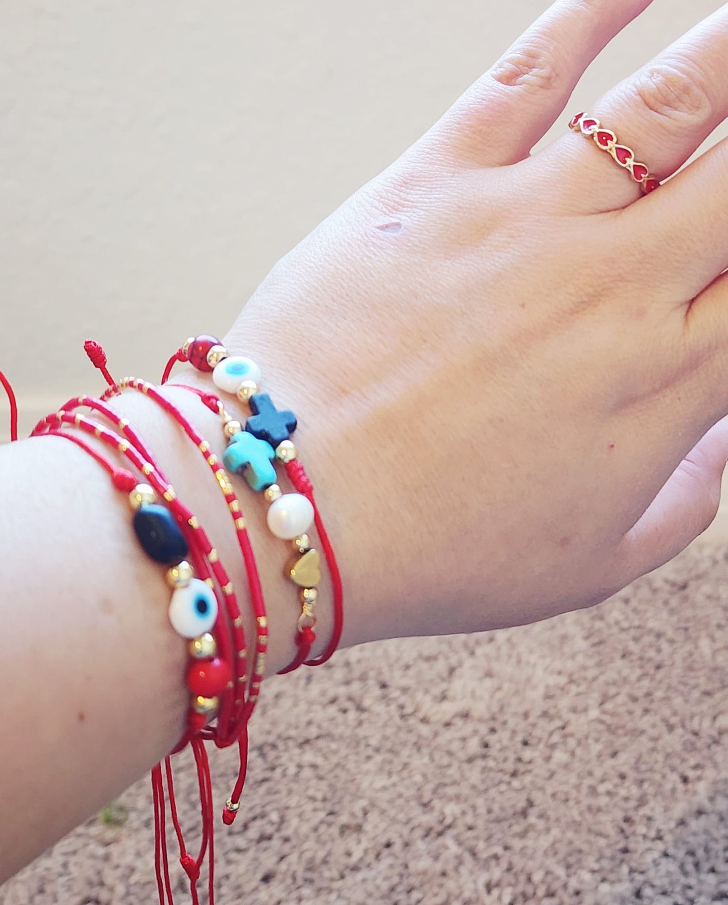 Lucky Protection Red String Bracelet- Evil Eye & Cross